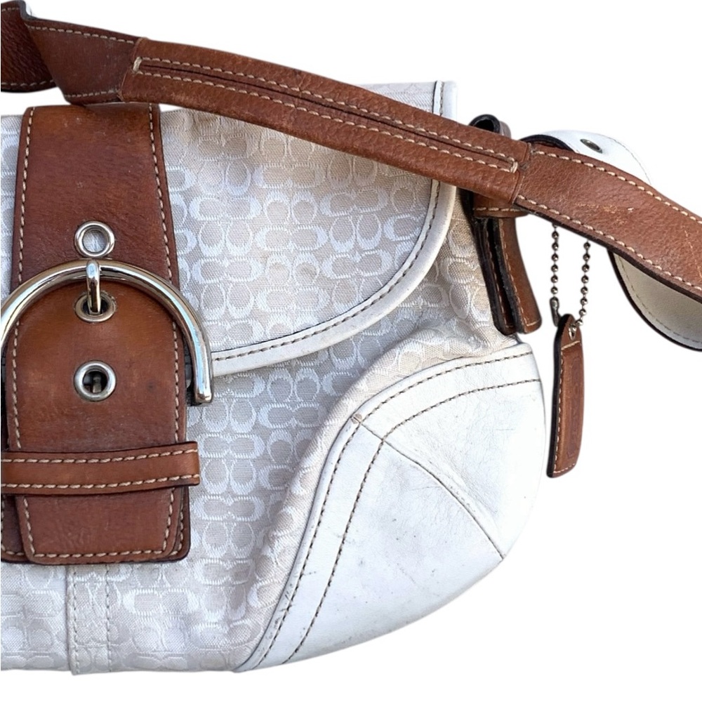 🌵Y2K Vintage Coach Soho Flap White/Tan Handbag Purse - Picture 3 of 12